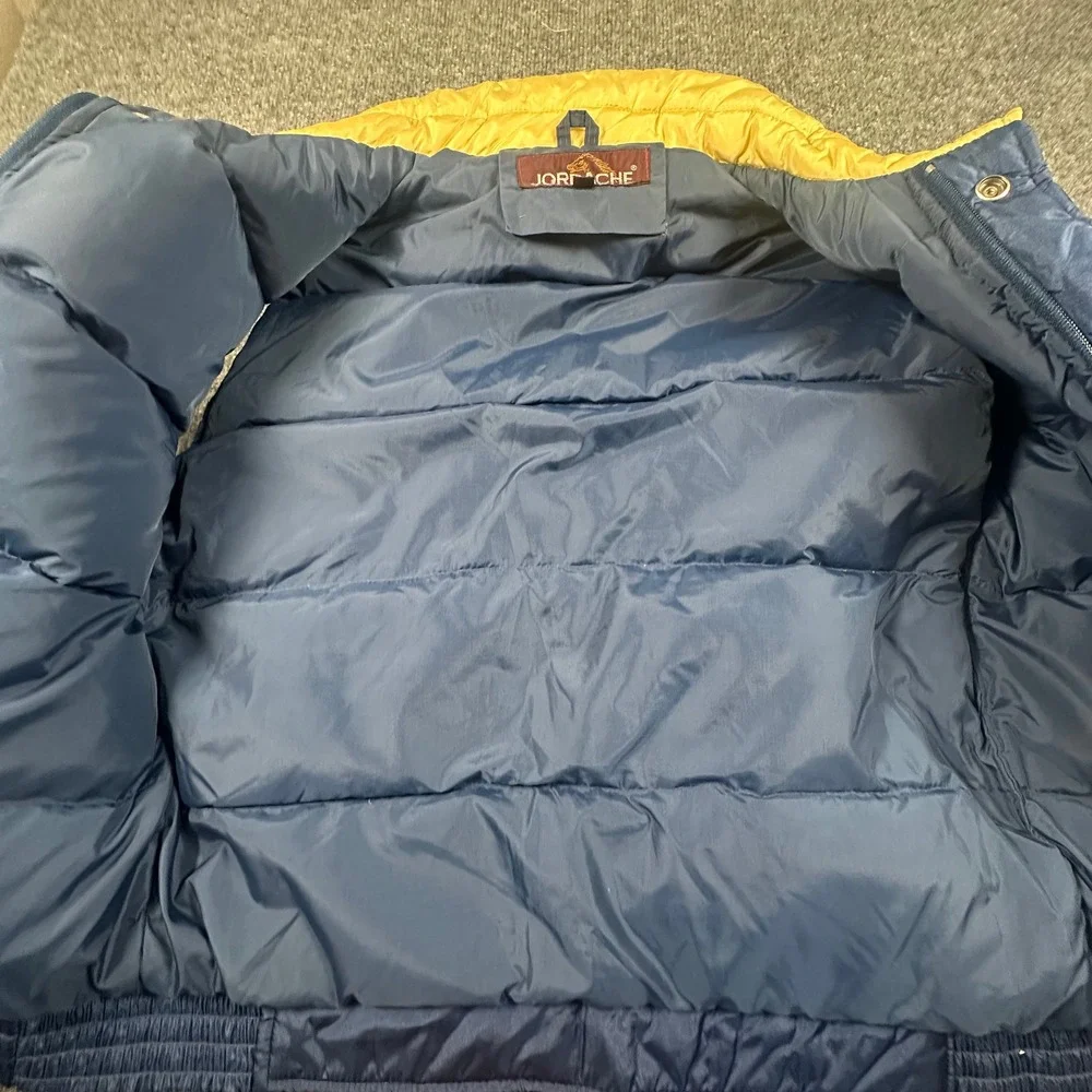 Vintage 70s 80s Jordache Canvas Puffer Vest Men's Medium Blue‎ Yellow